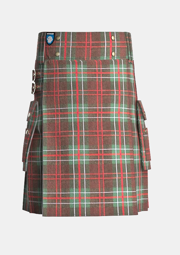 Utility_Clan_McDermott_Tartan_kilt_front_image_with_pleated_design_and_adjustable_buckles_for_men