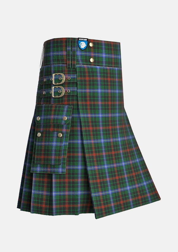 Utility_Clan_McKean_Tartan_kilt_side_image_with_pleated_design_and_adjustable_buckles_for_men