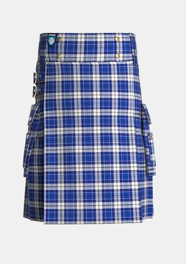 Utility_Clan_Strathclyde_Tartan_kilt_front_image_with_pleated_design_and_adjustable_buckles_for_men