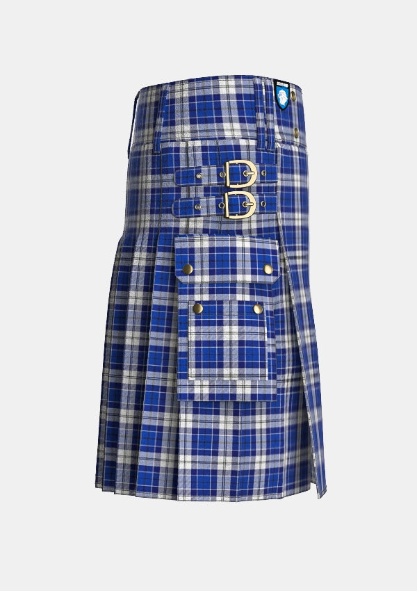 Utility_Clan_Strathclyde_Tartan_kilt_right_image_with_pleated_design_and_adjustable_buckles_for_men