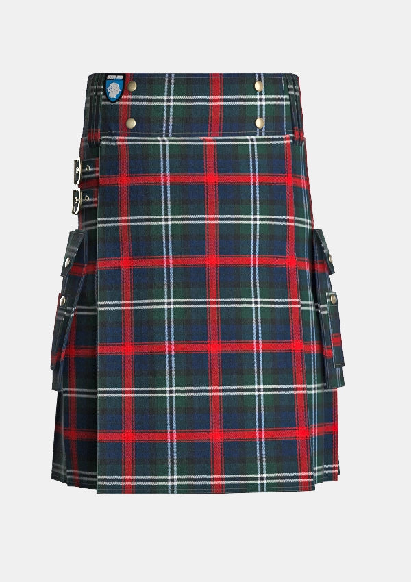 Utility_Clan_Sutherland_Tartan_kilt_front_image_with_pleated_design_and_adjustable_buckles_for_men