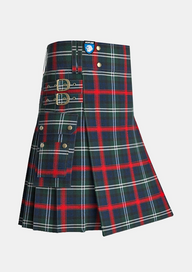 Utility_Clan_Sutherland_Tartan_kilt_side_image_with_pleated_design_and_adjustable_buckles_for_men
