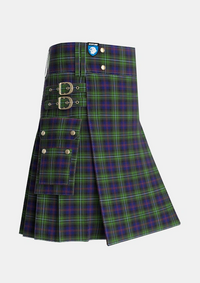 Utility_Clark_of_Ulva_Tartan_246_kilt_side_image_with_pleated_design_and_adjustable_buckles_for_men