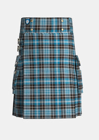 Utility_Clark_tartan_kilt_front_image_with_pleated_design_and_adjustable_buckles_for_men