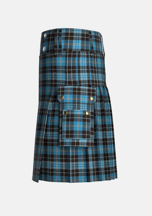 Utility_Clergy_Ancient_Tartan_kilt_left_image_with_pleated_design_and_adjustable_buckles_for_men