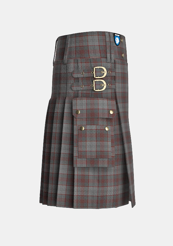 Utility_Clyde_Tartan_1296_kilt_right_image_with_pleated_design_and_adjustable_buckles_for_men