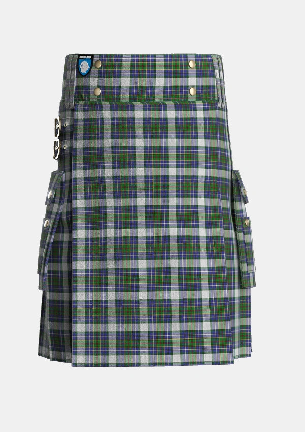 Utility_Cockburn_of_Ormiston_Dress_Tartan_1579_kilt_front_image_with_pleated_design_and_adjustable_buckles_for_men