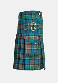Utility_Colquhoun_Ancient_Tartan_kilt_right_image_with_pleated_design_and_adjustable_buckles_for_men