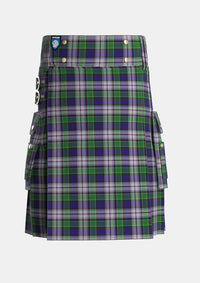 Utility_Colquhoun_Dress_Tartan_1960_kilt_front_image_with_pleated_design_and_adjustable_buckles_for_men