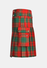 Utility_Comyn_Ancient_Tartan_kilt_left_image_with_pleated_design_and_adjustable_buckles_for_men