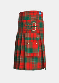 Utility_Comyn_Ancient_Tartan_kilt_right_image_with_pleated_design_and_adjustable_buckles_for_men