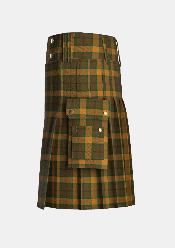 Utility_Connacht_Tartan_2064_kilt_left_image_with_pleated_design_and_adjustable_buckles_for_men