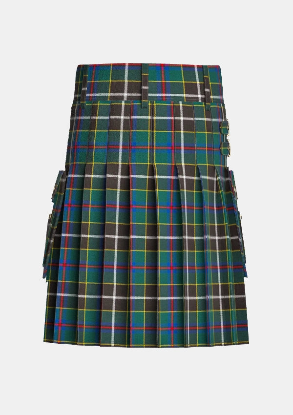 Utility_Cornish_Hunting_tartan_1568_kilt_back_image_with_pleated_design_and_adjustable_buckles_for_men