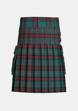 Utility_Cornwall_Tartan_7057_kilt_back_image_with_pleated_design_and_adjustable_buckles_for_men