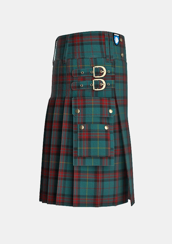 Utility_Cornwall_Tartan_7057_kilt_right_image_with_pleated_design_and_adjustable_buckles_for_men