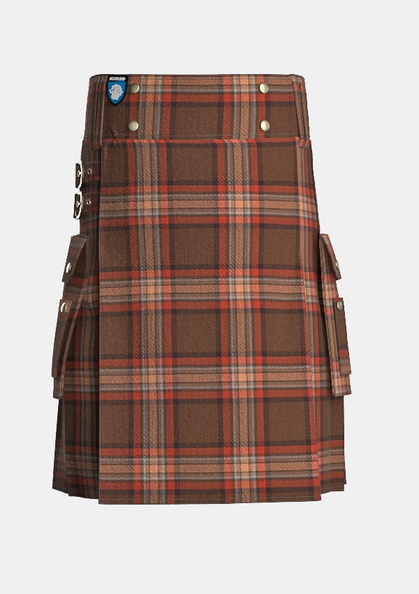Utility_County_Down_Tartan_kilt_front_image_with_pleated_design_and_adjustable_buckles_for_men