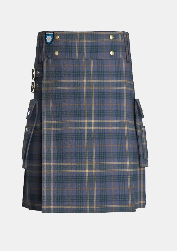 Utility_County_Fermanagh_Tartan_kilt_front_image_with_pleated_design_and_adjustable_buckles_for_men