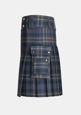 Utility_County_Fermanagh_Tartan_kilt_left_image_with_pleated_design_and_adjustable_buckles_for_men