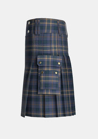 Utility_County_Fermanagh_Tartan_kilt_left_image_with_pleated_design_and_adjustable_buckles_for_men