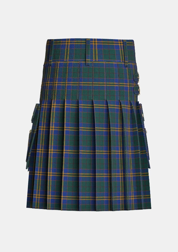 Utility_County_Kilkenny_Tartan_kilt_back_image_with_pleated_design_and_adjustable_buckles_for_men