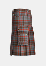 Utility_County_Leitrim_Tartan_kilt_left_image_with_pleated_design_and_adjustable_buckles_for_men