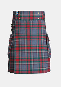 Utility_County_Louth_Irish_Tartan_kilt_front_image_with_pleated_design_and_adjustable_buckles_for_men
