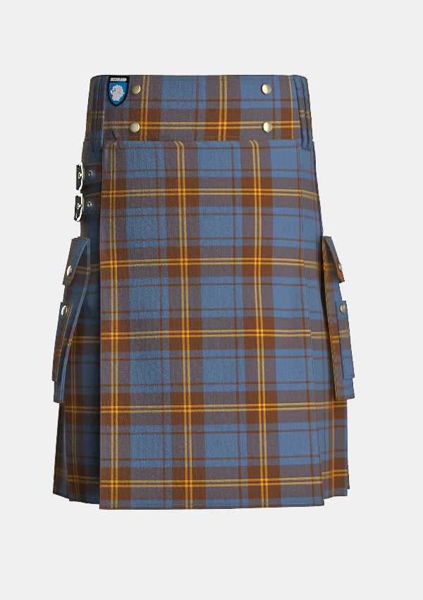 Utility_County_Sligo_Tartan_kilt_front_image_with_pleated_design_and_adjustable_buckles_for_men