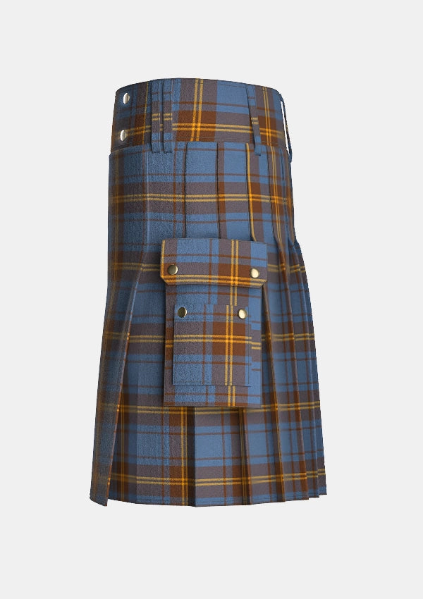 Utility_County_Sligo_Tartan_kilt_left_image_with_pleated_design_and_adjustable_buckles_for_men