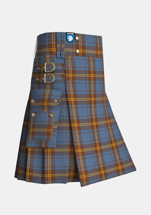 Utility_County_Sligo_Tartan_kilt_side_image_with_pleated_design_and_adjustable_buckles_for_men