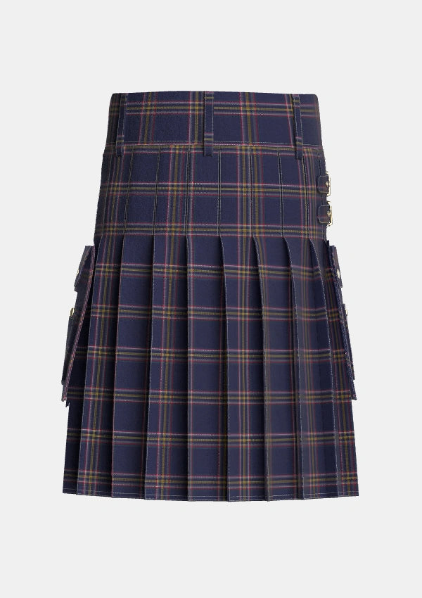 Utility_Crichton_Tartan_7784_kilt_back_image_with_pleated_design_and_adjustable_buckles_for_men