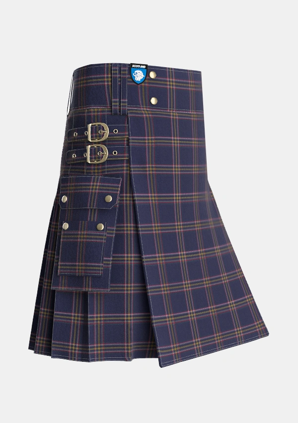 Utility_Crichton_Tartan_7784_kilt_side_image_with_pleated_design_and_adjustable_buckles_for_men