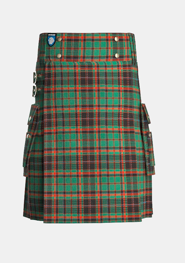 Utility_Cuming_Hunting_Axcient_Tartan_kilt_front_image_with_pleated_design_and_adjustable_buckles_for_men