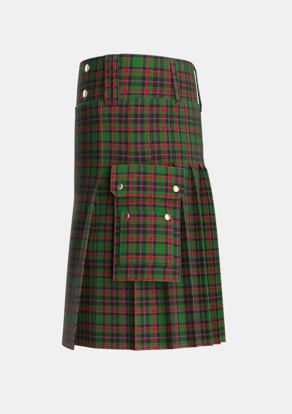 Utility_Cumming_Hunting_Tartan_4636_kilt_left_image_with_pleated_design_and_adjustable_buckles_for_men