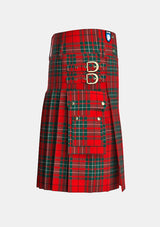 Utility_Cumming_Red_Modern_Tartan_kilt_right_image_with_pleated_design_and_adjustable_buckles_for_men