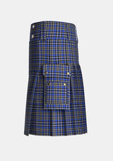 Utility_Cummins_Royal_Blue_Tartan_10729_kilt_left_image_with_pleated_design_and_adjustable_buckles_for_men