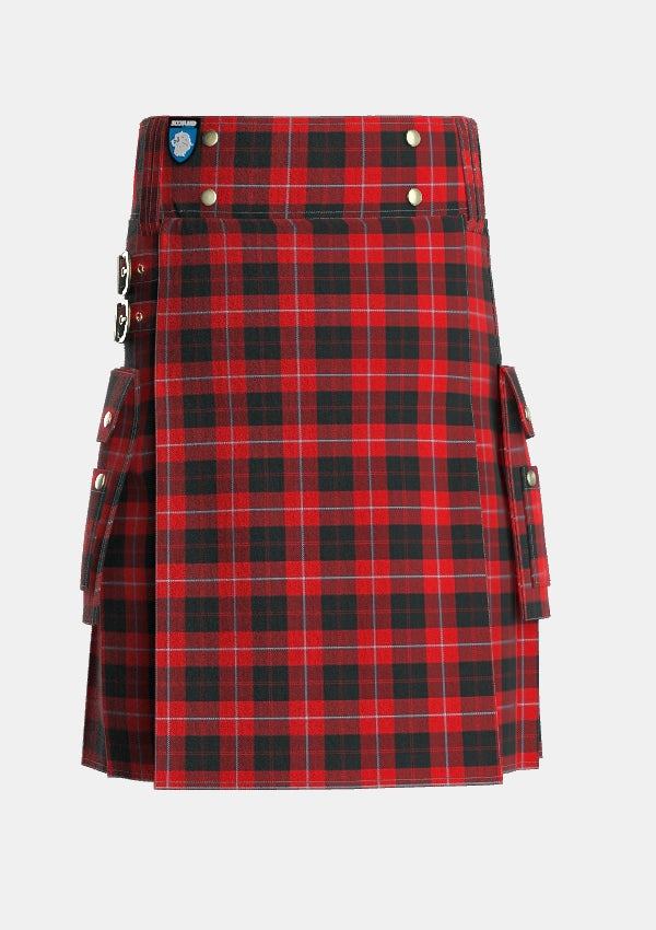 Utility_Cunningham_3_Tartan_1200_kilt_front_image_with_pleated_design_and_adjustable_buckles_for_men