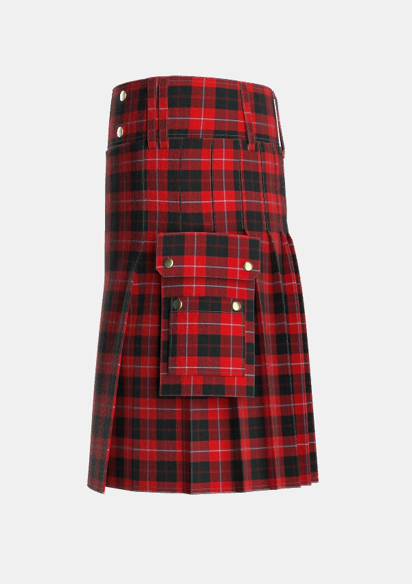 Utility_Cunningham_3_Tartan_1200_kilt_left_image_with_pleated_design_and_adjustable_buckles_for_men