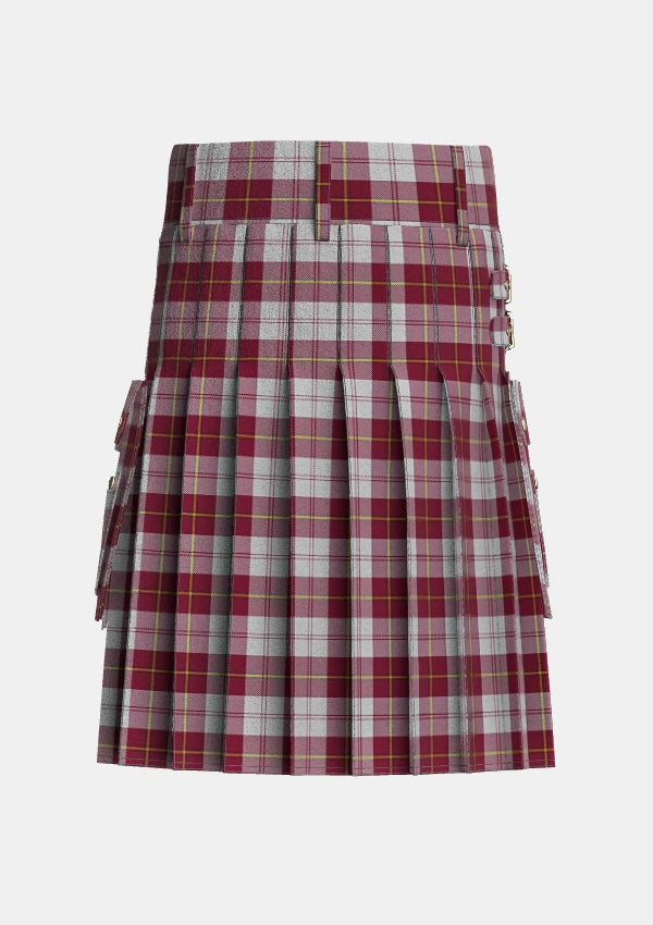 Utility_Cunningham_Dress_Burgundy_Dance_Tartan_1873_kilt_back_image_with_pleated_design_and_adjustable_buckles_for_men