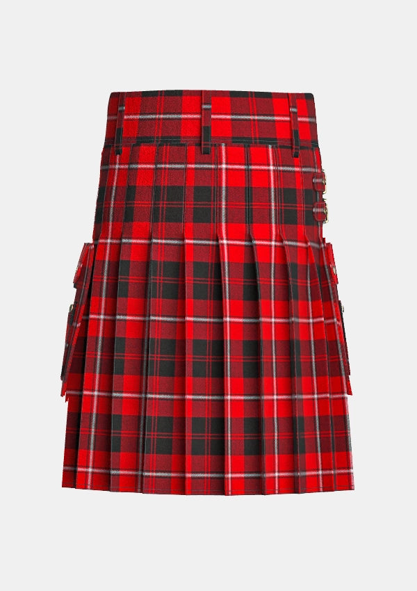 Utility_Cunningham_tartan_1117_kilt_back_image_with_pleated_design_and_adjustable_buckles_for_men