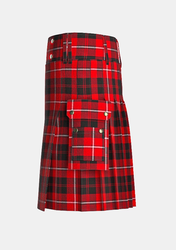 Utility_Cunningham_tartan_1117_kilt_left_image_with_pleated_design_and_adjustable_buckles_for_men
