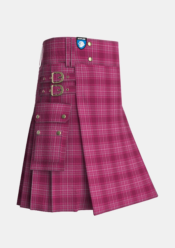 Utility_Curaidh_Tartan_13788_kilt_side_image_with_pleated_design_and_adjustable_buckles_for_men