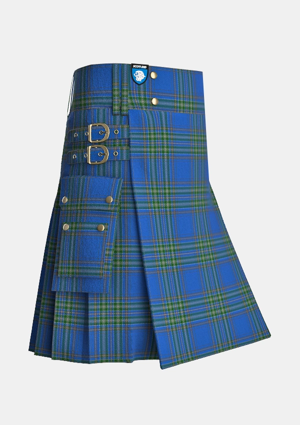 Utility_Dallas_Tartan_4652_kilt_side_image_with_pleated_design_and_adjustable_buckles_for_men