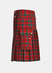 Utility_Dalziel_tartan_970_kilt_left_image_with_pleated_design_and_adjustable_buckles_for_men