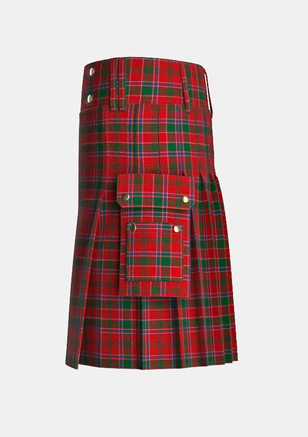 Utility_Dalziel_tartan_970_kilt_left_image_with_pleated_design_and_adjustable_buckles_for_men