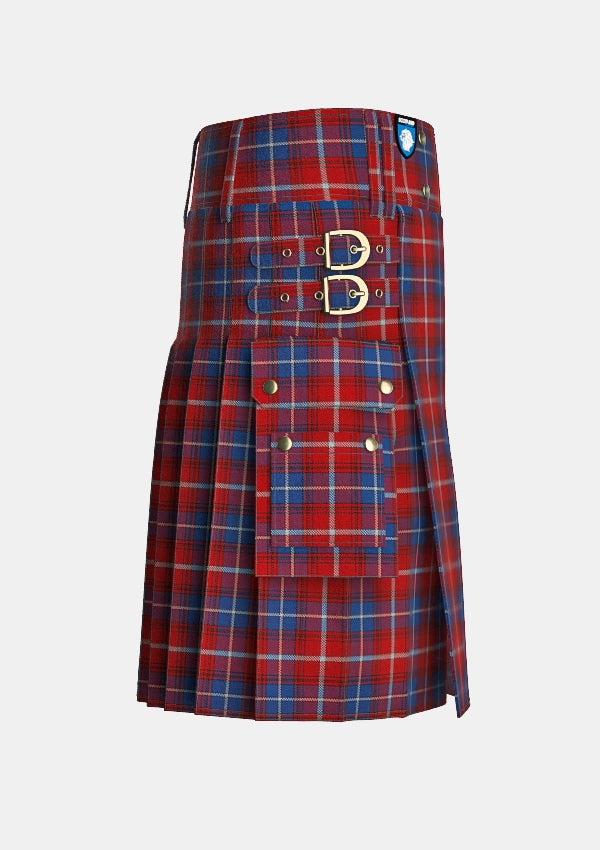 Utility_Danish_Tartan_kilt_right_image_with_pleated_design_and_adjustable_buckles_for_men