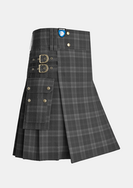 Utility_Dark_Island_Tartan_5832_kilt_side_image_with_pleated_design_and_adjustable_buckles_for_men