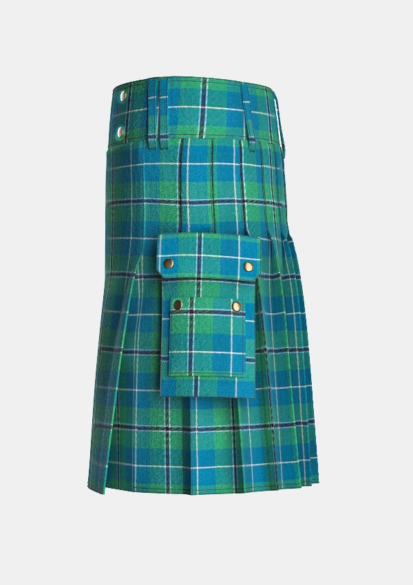 Utility_Dauglas_Axcient_Tartan_kilt_left_image_with_pleated_design_and_adjustable_buckles_for_men
