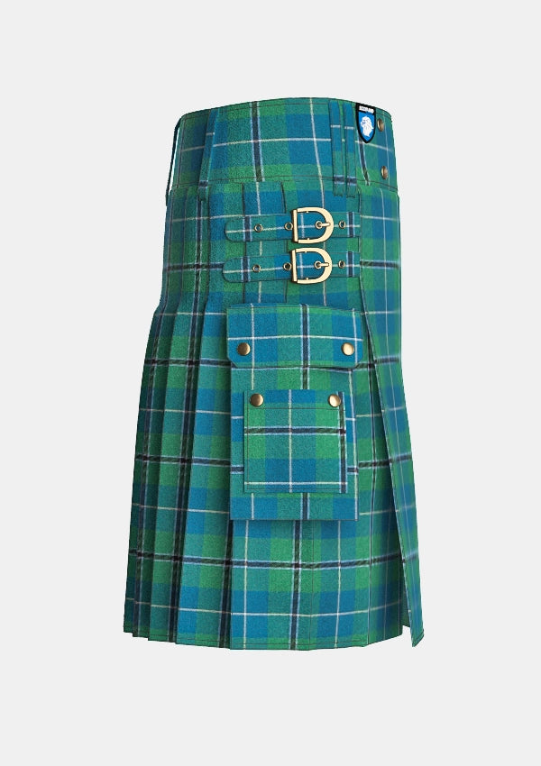 Utility_Dauglas_Axcient_Tartan_kilt_right_image_with_pleated_design_and_adjustable_buckles_for_men