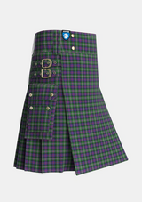 Utility_Davidson_Double_Tartan_444_kilt_side_image_with_pleated_design_and_adjustable_buckles_for_men