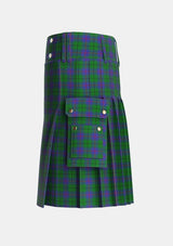 Utility_Davidson_Half_Tartan_1076_kilt_left_image_with_pleated_design_and_adjustable_buckles_for_men